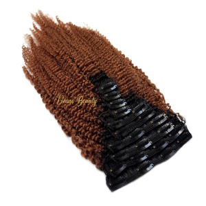 Ombre renk tipi 3 4 4A Afro Kinky derin kıvırcık klip ham ham bakire kahverengi kök 1B #33 Coily kıvırmak ClipIn insan saçı postiş - Product Image 1