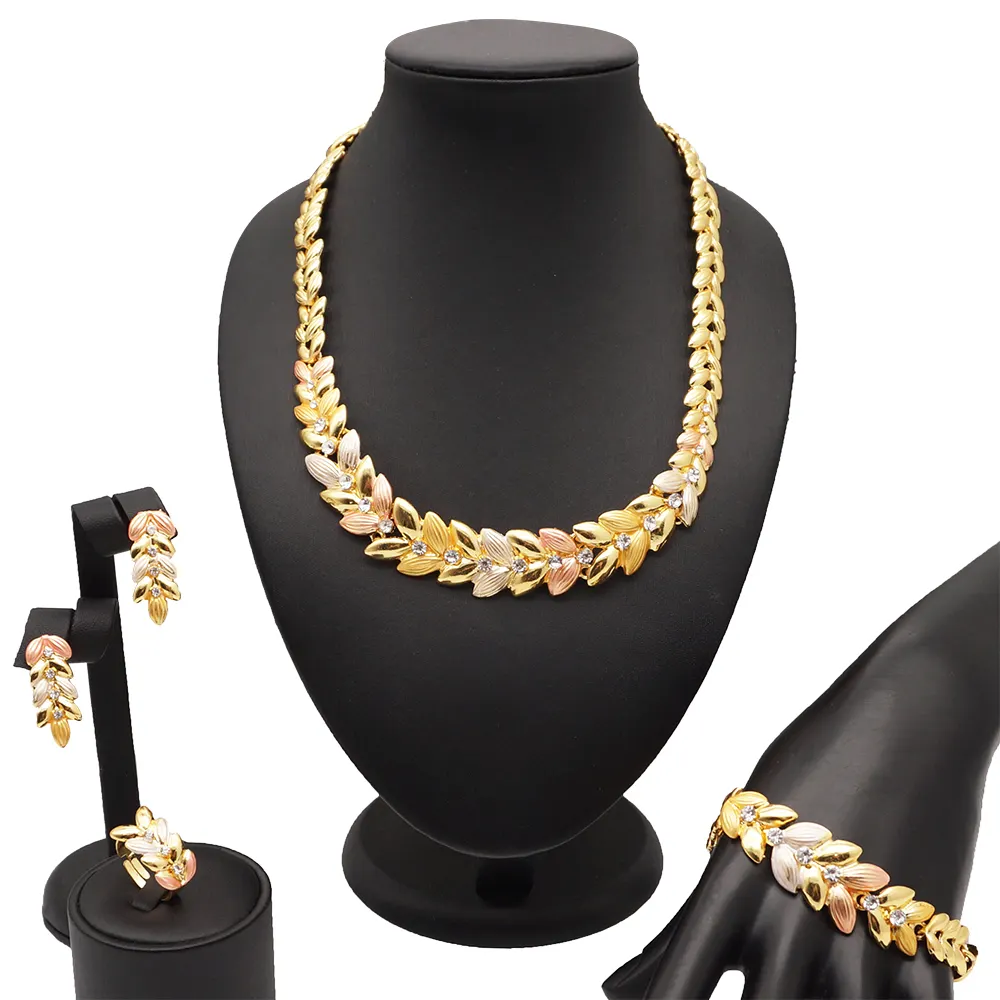 African jewelry sets women Crystal Earring Ring Bracelet Necklace Jewelry Sets Wholesale zinc alloy BJ768