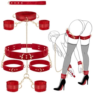 7 مجموعات أصفاد قابلة للتعديل أصفاد الكاحل والفخذ صفعة عبر سلسلة طوق الجنس BDSM عدة قيود للأزواج ألعاب - Product Image 1