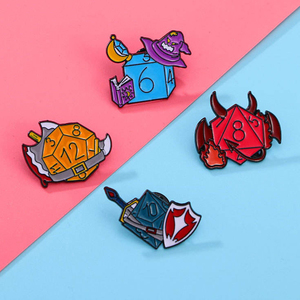 स्मीनिंग पिन राक्षस dice enamel पिन चुड़ैल योद्धा गेम फ्लिप लेपल बैज 666 ढाल धातु ब्रोच मिनी मोक - Product Image 3