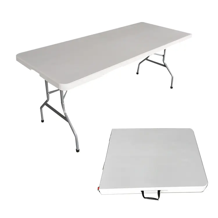 Taşınabilir veranda yemek masası taşınabilir mobilya açık katlanır piknik masa 6ft plastik katlanabilir masa