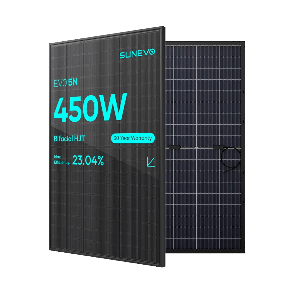SunEvo Panel surya hitam penuh, tipe HTJ HTJ Bifacial Panel surya 430W 435W 440 W 450 Watt monokristalin