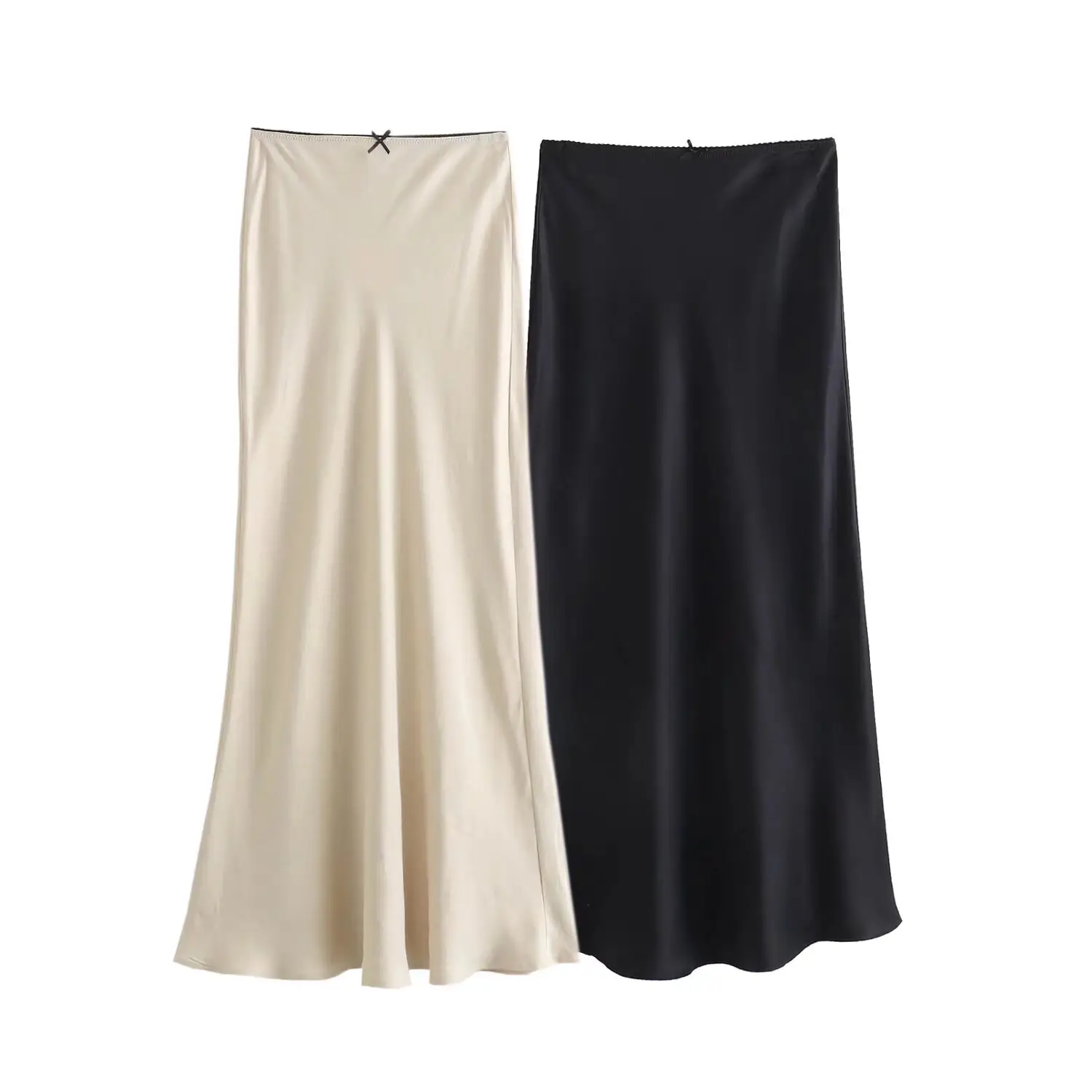 MYST&ZA saia texturizada de cetim de seda sexy para mulheres primavera 2024 novo estilo slim cintura alta renda aparada 4661400