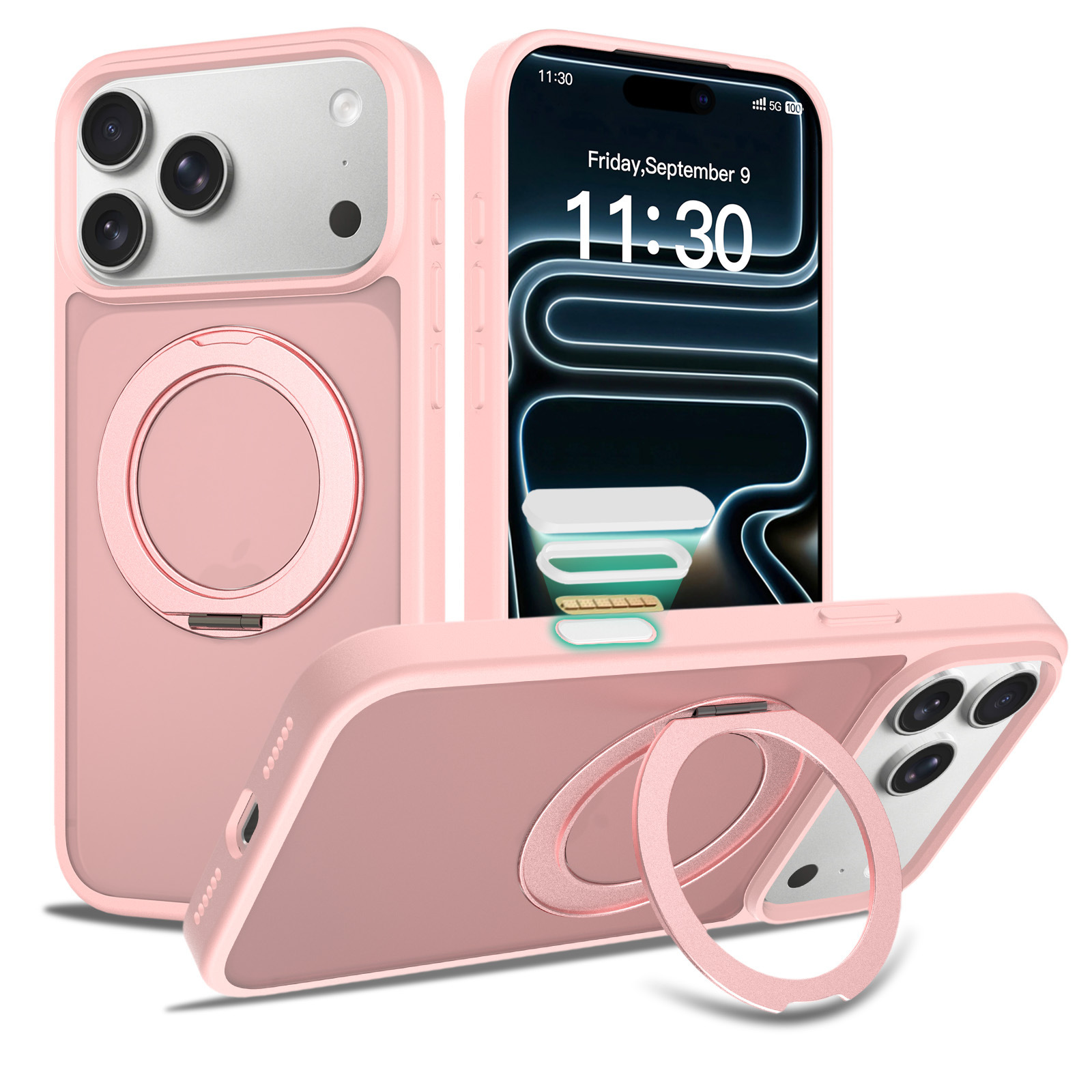 Bouton appareil photo rose clair