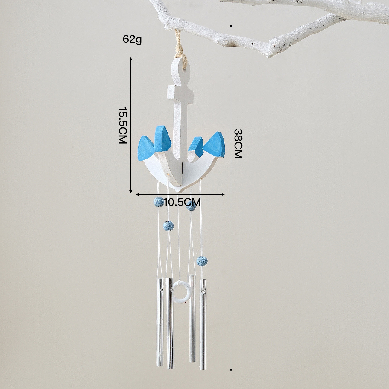 Diagonal anchor wind chime lifebuoy