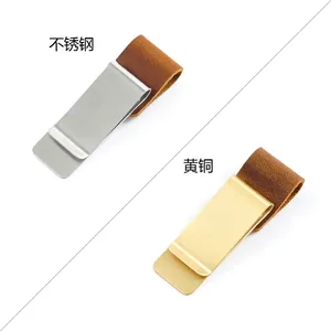 AIGUONIU-Bolígrafo de cuero de vaca para cuaderno, portalápices de acero inoxidable, portalápices de latón hecho a mano, diario, marcapáginas con clip de cobre - Product Image 3