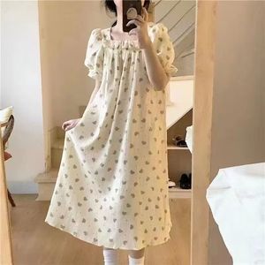 Sıcak satış ve moda yaz pijama tatlı prenses tarzı kısa kollu gevşek baskı uyku elbise gece elbiseleri kadın için - Product Image 3