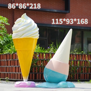Açık büyük fiberglas heykel dondurma reçine dondurma cupcake heykelleri alışveriş merkezi için
