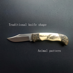 มีดพกพกพาแบบวินเทจทำด้วยมือด้ามทองเหลืองขนาดเล็กฟันปลา420HC ใบมีดสแตนเลสปรับแต่งได้สำหรับคอลเลกชัน EDC - Product Image 3