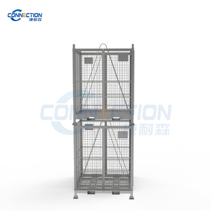 Caja de malla de alambre de acero y Metal plegable galvanizada portátil, contenedor de almacenamiento de reciclaje, jaula para almacenamiento en frío, equipo de almacenamiento de carga - Product Image 4
