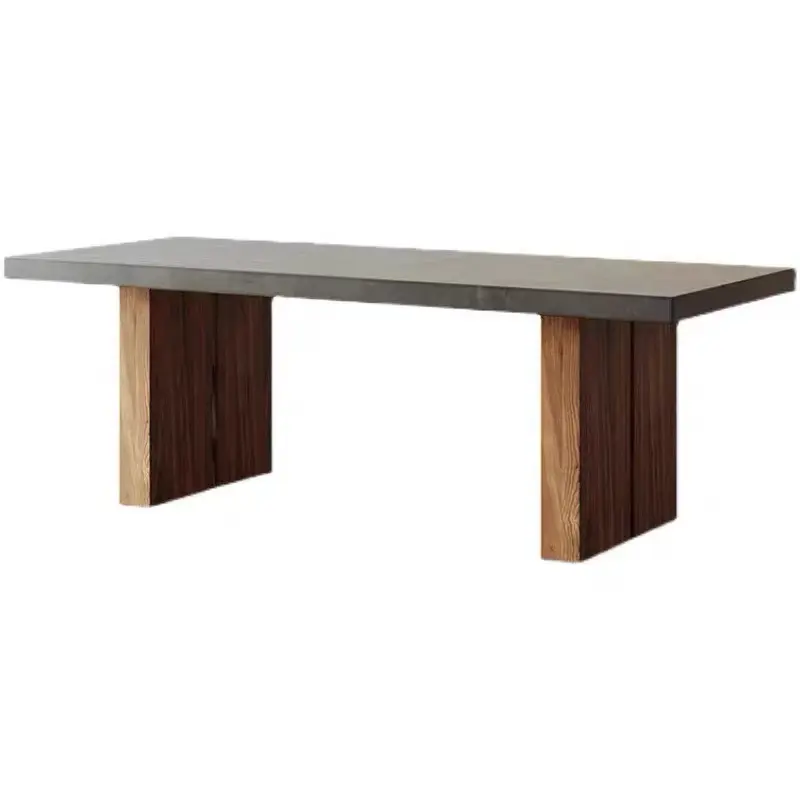 Mesa de comedor nórdica de madera maciza, mesas de comedor y muebles para el hogar, mesa de comedor de cemento de hormigón supergrande estilo Wabi-sabi adecuada