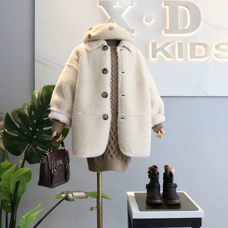 Enfants Garder Au Chaud Vêtements Anti-Rides Mi-long Veste Filles Boutique Manteau Enfants Hiver Manteau Filles manteau de fourrure