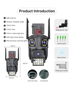 Telecamera IP PTZ con 3 obiettivi 6MP telecamera di sicurezza con sveglia 4K HD con vista panoramica 24/7 di rilevamento umano - Product Image 6