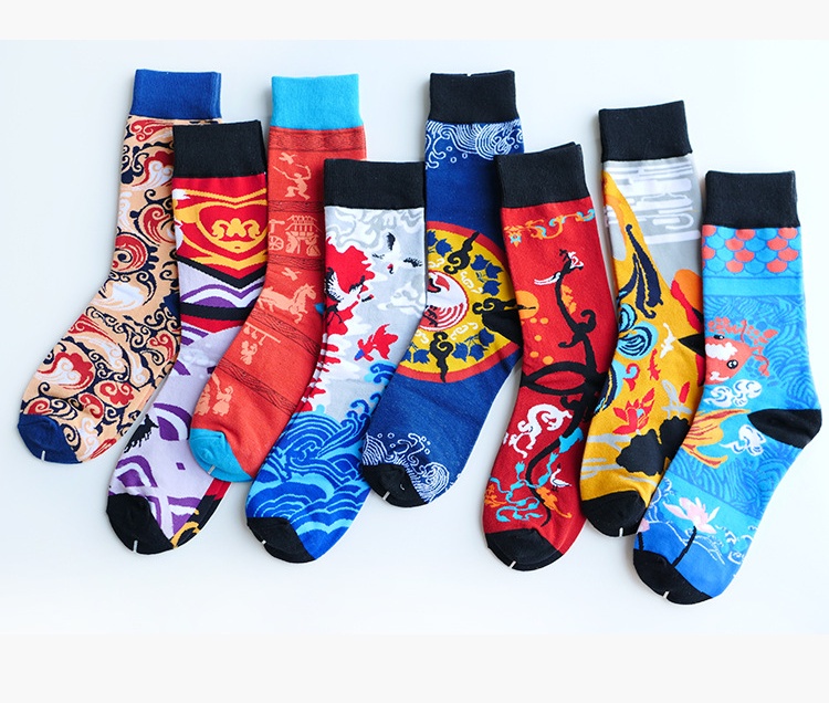Top Hot Sale Socks Custom Ethnic Style Novelty Creative Chinoiserie Dragon Phoenix Cotton Socks Unisex Men Women