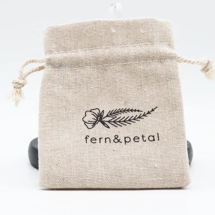 Durable mini ropa de arpillera cáñamo bolsa con impresión de logotipo