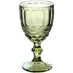 畅销多色批发机器压制复古蓝色玻璃酒杯