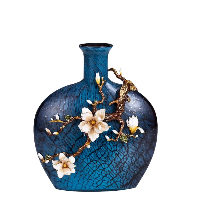Regali novità vasi di vetro fatti a mano smaltati in stile europeo vaso di ceramica grande ispirato a Cloisonne per composizioni floreali
