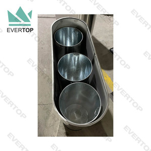 Papelera de reciclaje para exteriores, cubo de basura de 3 compartimentos para aeropuerto público, de 3 compartimentos cubo de basura de acero inoxidable, Cubo de clasificación de basura
