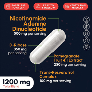 OEM Resveratrol Trans-Resveratrol Nicotinamida Adenina Dinucleotídeo Cápsulas Nad Suplemento Cápsula 300mg Anti-envelhecimento Gomas - Product Image 4