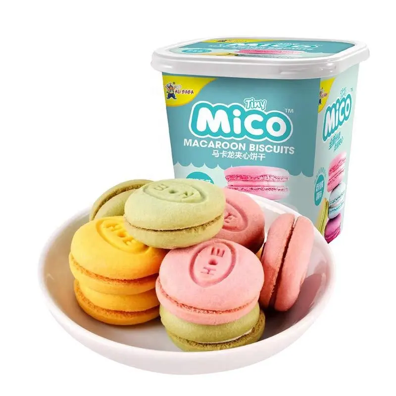 88g Macaron Sandwich Fraise Yaourt Vanille Matcha Saveur Exotique Snacks Crème Biscuits Biscuits