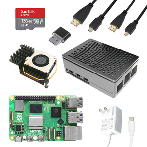 Raspberry Pi 5 8GB Starter Kit con scheda di bordo attivo di raffreddamento 128GB Card lettori di schede 4B cavi di alimentazione Raspberry Pi Kit