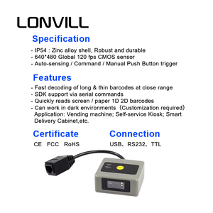 קבוע usb qr usb קוד קורא מודול קטן אור קטן סופר קווית Bt קווית לייזר מודולים 1d 2d 2d סורק ברקוד
