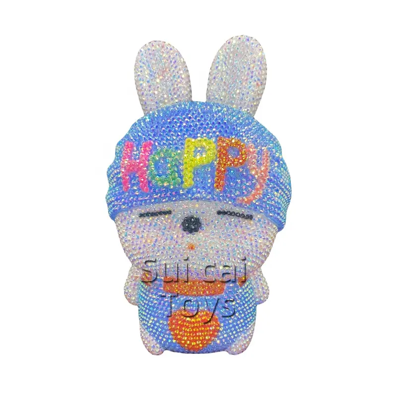 DIY palo taladro feliz conejo alcancía hecho a mano pegajoso taladro muñeca material bolsa adornos taladro completo decoraciones al por mayor