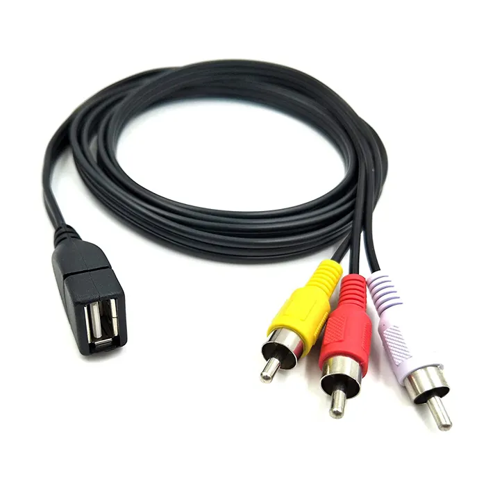 Adaptador kabel de 4,9 pies de longitud cable adaptador macho de audio USB 2,0/20 a hembra a 3 RCA para TV/PC