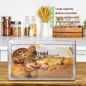 <span class=keywords><strong>Stackable</strong></span> bánh mì thủ môn hộp lớn <span class=keywords><strong>Acrylic</strong></span> thực phẩm lưu trữ container rõ ràng nhựa hộp bánh mì cho nhà bếp Countertop - Product Image 4