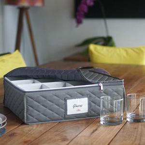 Storage Containers 5 Piece Dish and Cup Storage Set Quilted China Fabric Storage Boxes &amp; Bins Eco-friendly Foldable Polyester - Product Image 6