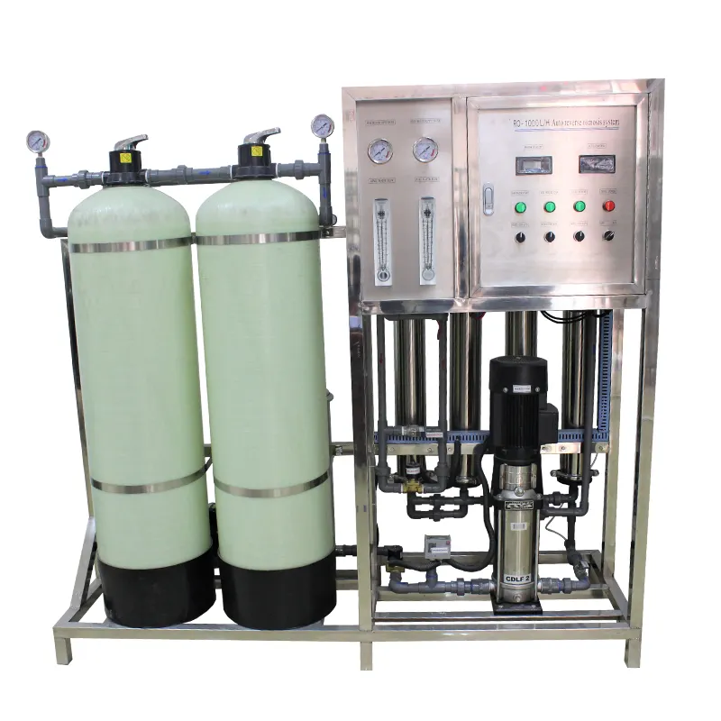 Filtro de água purificado de fibra de vidro, 1000 lph, planta de tratamento de água, controle automático, sistema industrial de filtro de água