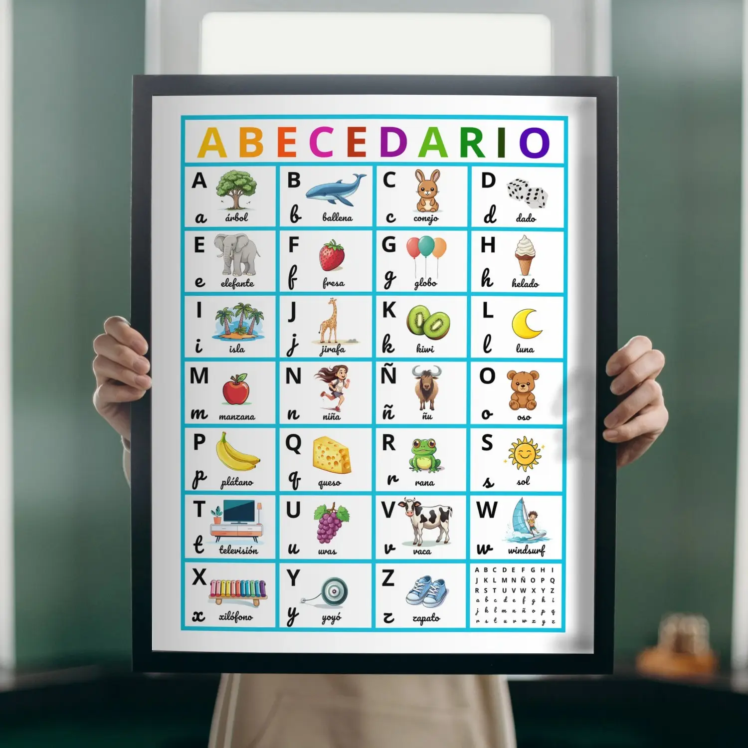 Abecedario Class Home School Español Enseñanza Flashcards Póster educativo Alfabeto Gráfico de pared Aprendizaje Abc Póster para niños