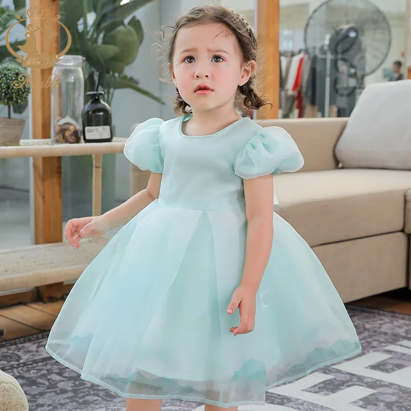 NIMBLE OEM Puff Sleeve Fancy Toddler Clothes neonate abiti da sposa abito da sera per bambini Pageant abito lungo abiti da ninas