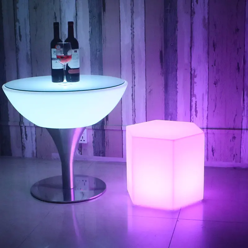Bangku bar LED pesta furnitur kursi santai klub malam furnitur led isi ulang furnitur luar ruangan tahan air untuk acara pernikahan