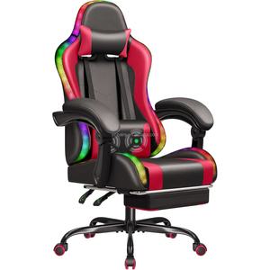 2024 איכות גבוהה מירוץ PC כיסא משחקים ארגונומי reclining rgb הוביל תאורה עיסוי כיסא משחקים עם רגל נשלף רגל
