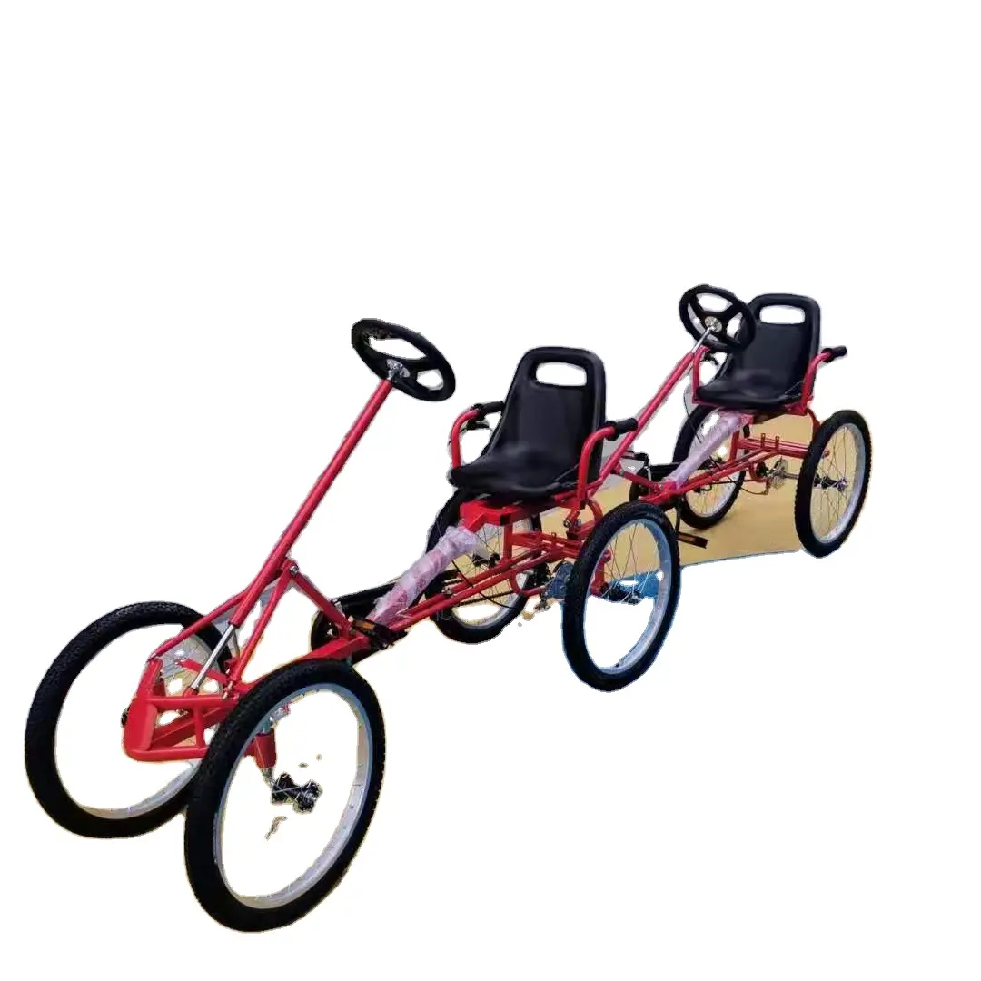 pedal kart couples car amusement car leisure two pedal bicycle SIX wheels surrey bike