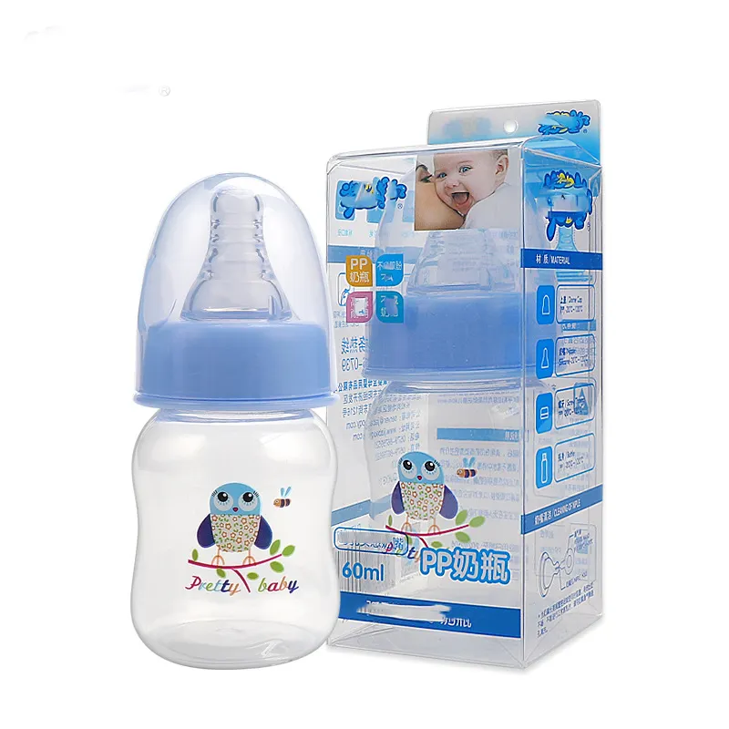 Biberon per bambini collo largo stampato bottiglia piccola antigoccia PP acqua per il latte bere sublimazione viaggi BPA Free 60ml bottiglie