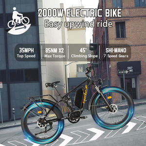 מחסן ארה""ב צמיג שמן 26 אינץ' אופני MTB חשמליים היברידיים עם מנועים כפולים בקר מרכזי 48V 22.4AH 2000W תכונות בולם זעזועים אחורי - Product Image 6