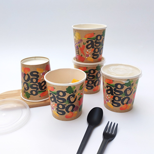 Özel baskı kağıdı Takeaway çorba kapları biyobozunur sıcak kutu çorba kasesi çanaklar