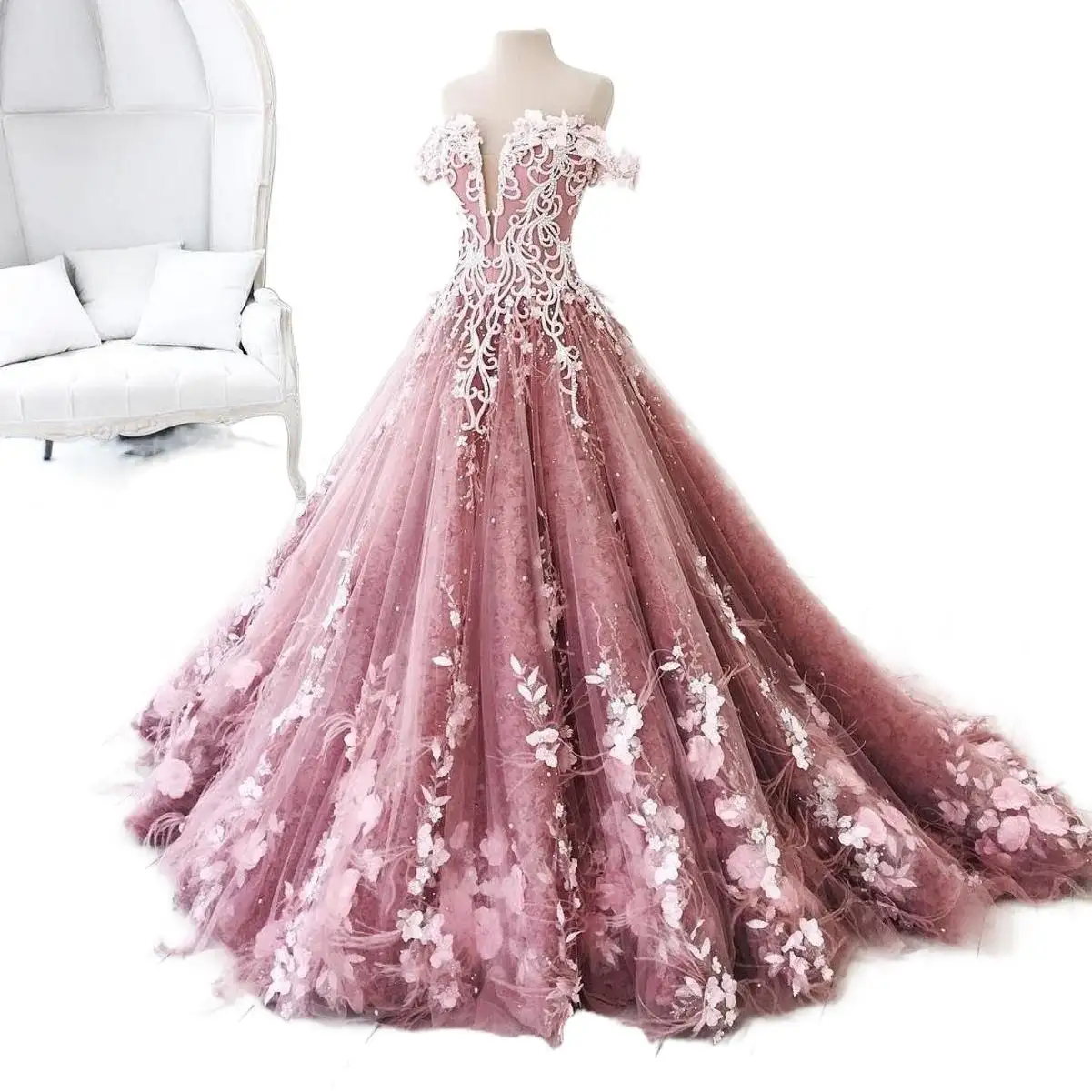 New Design Petal Applique Bridal Dress Gorgeous Prom Dress Bridal Wedding Dress