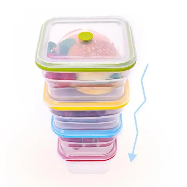 4: صندوق غداء بينطو من السيليكون أحادي المقصورة قابل للطي/فرن قابل للطي يوفر حاوية طعام شفافة للأطفال