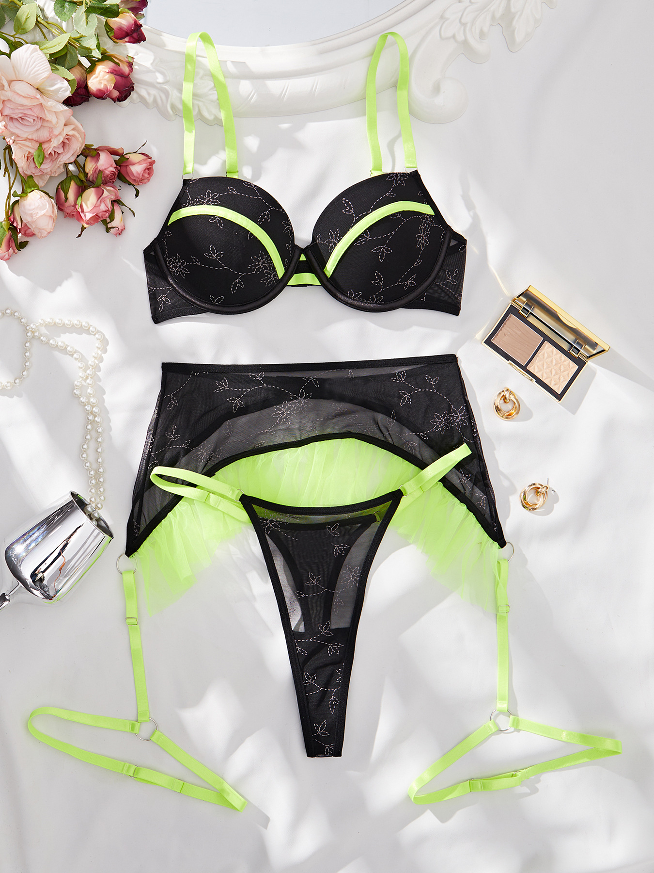 Black with green