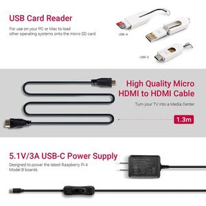 Presa di fabbrica Raspberry Pi 4 Starter Kit completo con Pi 4 modello B 4GB RAM Board 32GB Micro SD Card Noobs precaricati