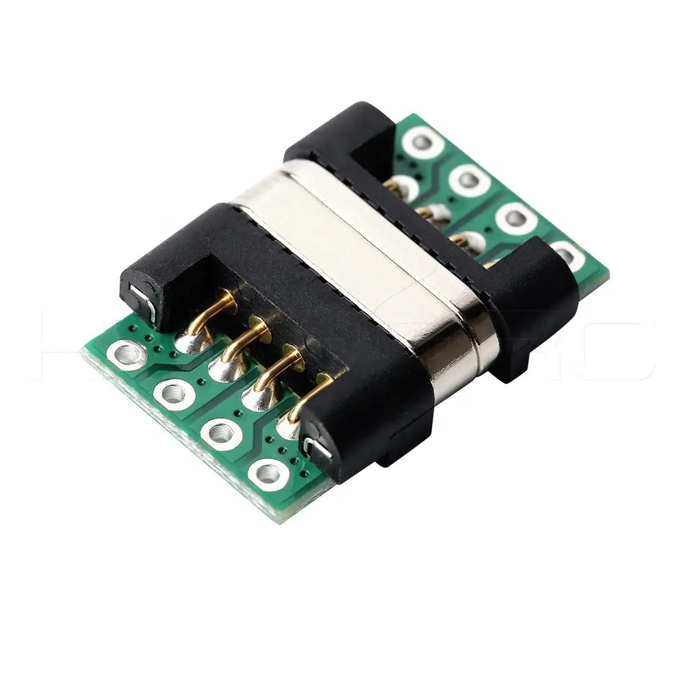 Haakse pcb mount magneet usb pogo pin magnetische lader connector 4 pin