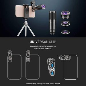 APEXEL 4 in1電話レンズキットモバイル用ユニバーサル外部広角魚眼マクロ22X望遠カメラレンズ - Product Image 5