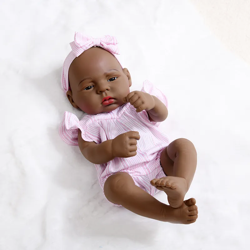 40cm 16 pollici nuovo design prodotto caldo pelle nera bambola africana giocattolo per bambini all'ingrosso realistico corpo pieno silicone reborn baby doll