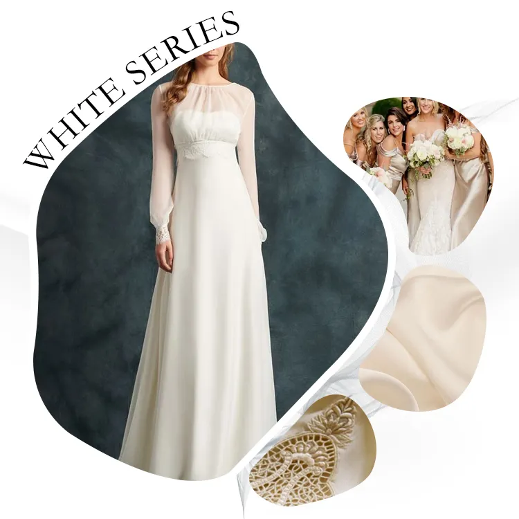 Moda nuove signore di Design abiti bianchi personalizzati abiti da sposa per damigella d'onore, abiti da damigella d'onore eleganti