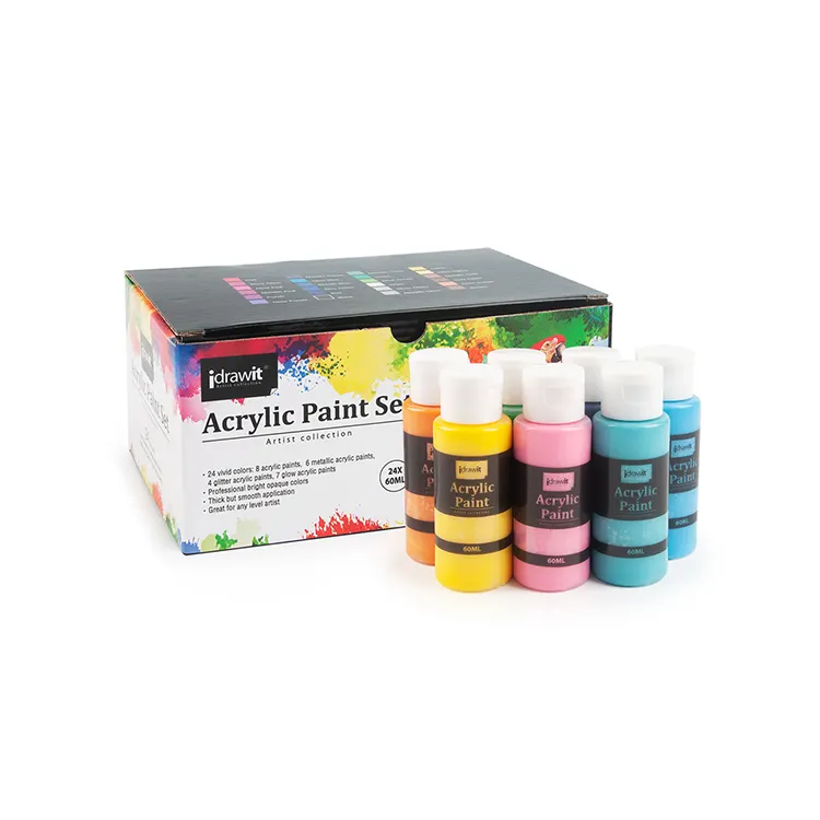 Flacons pour peinture en acrylique, 24 couleurs, 30 couleurs, 60ml, pour artiste, vente en gros, livraison gratuite