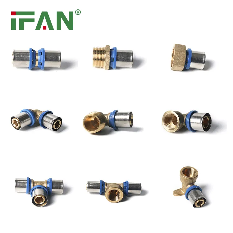 IFAN, suministro de fábrica, accesorios de prensa de latón de 16-32mm, accesorios de plomería Pex, Conector de tubo, accesorios de prensa Pex Al Pex