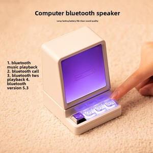 Portátil clásico en forma de computadora para altavoz Bluetooth recargable con iluminación LED RGB